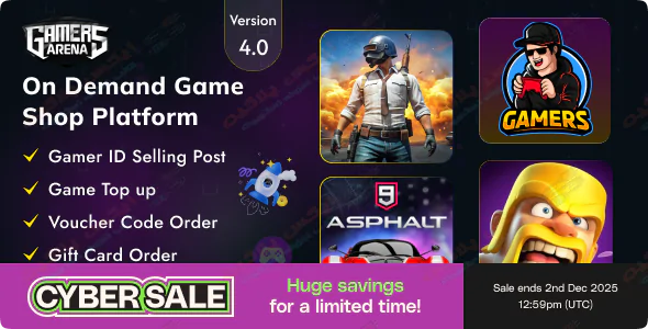 دانلود اسکریپت Gamers Arena – فروشگاه آنلاین بازی، شارژ و کد دیجیتال